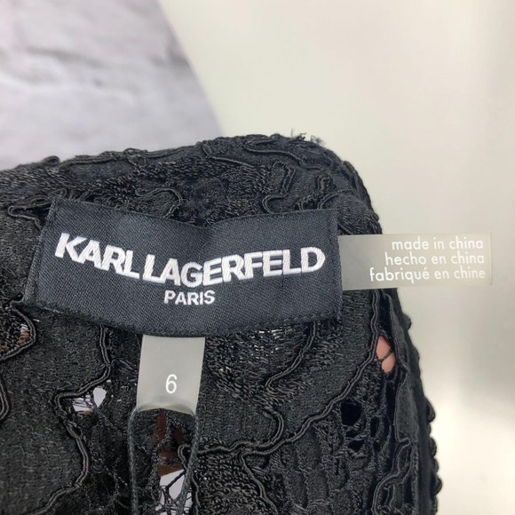 Karl Lagerfeld black lace long sleeve jacket sz 6 - Picture 6 of 10